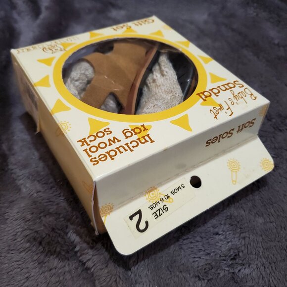 Baby Deer Babys First Sandals with Rag Wool Sock 3 Months-6 Months - Picture 5 of 9